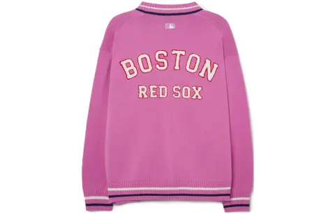 MLB Knitwear Unisex Pink V-neck Moderate Straight Fit