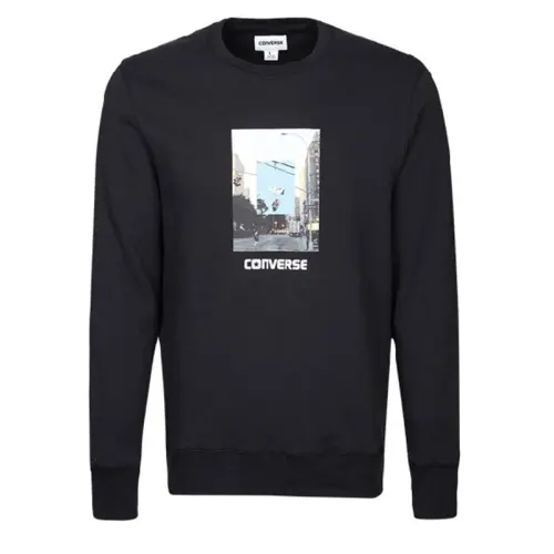 Converse Fleece Lined Thermal Pullover Long Sleeved Sweatshirt Men's Black