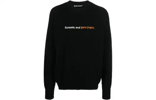 PALM ANGELS Logo Embroidered Crewneck Sweatshirt