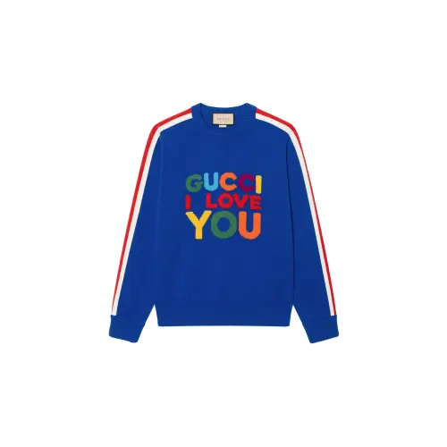 GUCCI Sweaters Men's Blue Crew Neck Moderate Other