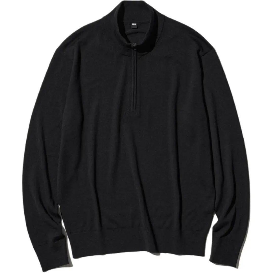 UNIQLO Sweaters Unisex Black Stand Collar Moderate Other