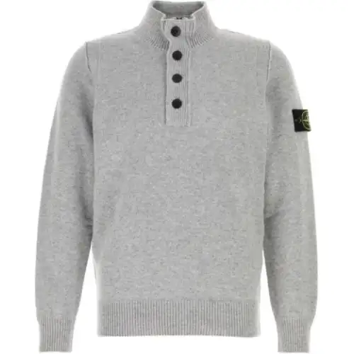 STONE ISLAND Buttoned High Neck Jumper