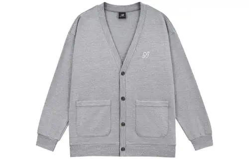 New Balance New Balance MET24 Knitwear Unisex Gray V Neck Moderate Cardigan