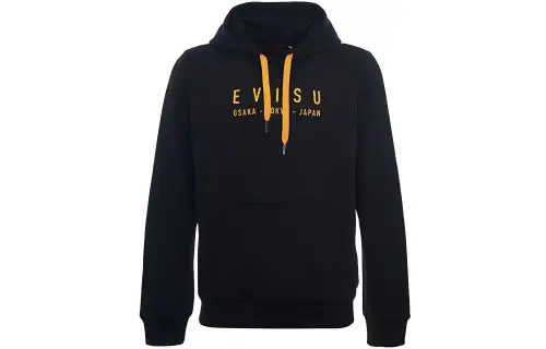EVISU Sweatshirts Men's Black Hooded Moderate Regular