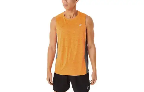 ASICS TRAIN SANA Tank Tops Men's Orange Crew Neck Moderate Straight Fit