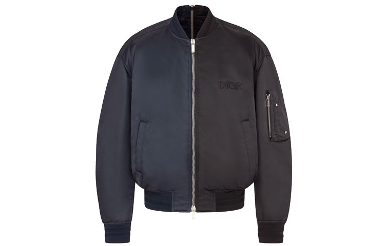 DIOR Dior And Judy Blame Colorblock Reversible Zip Twill Bomber Jacket Men's Blue Black