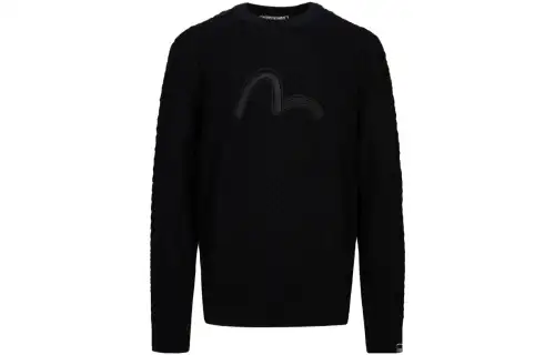 EVISU Sweaters Men's Black Crew Neck Moderate Other