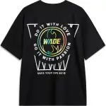 Li Ning T Shirts Men's Black Crew Neck Moderate Straight Fit