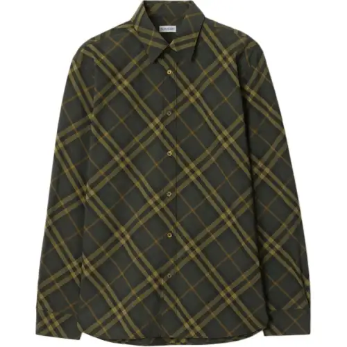Burberry Shirts Men's Olive Lapel Moderate Other