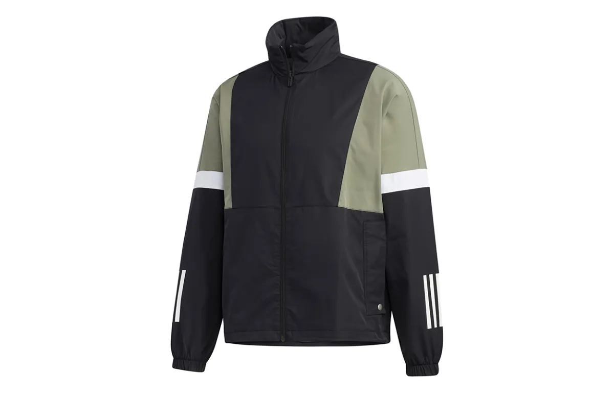Adidas Jackets Men's Black Stand Collar Moderate Straight Fit