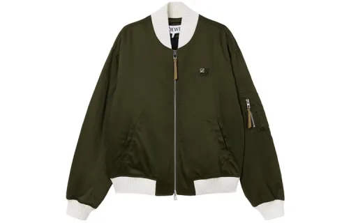 LOEWE Jackets Men's Army Green Baseball Collar Moderate Other