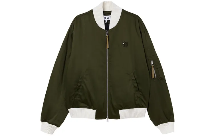 LOEWE Jackets Men's Army Green Baseball Collar Moderate Other