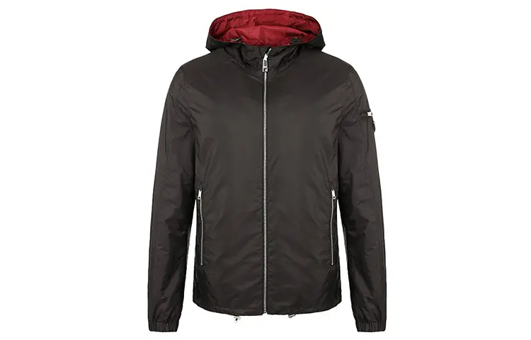 PRADA Jackets Men's Black Hooded Thin Other