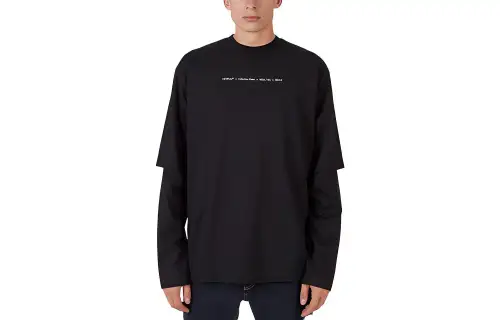 OFF WHITE Dinosaur Series T Shirts Men's Black Crew Neck Moderate Mock Two Piece