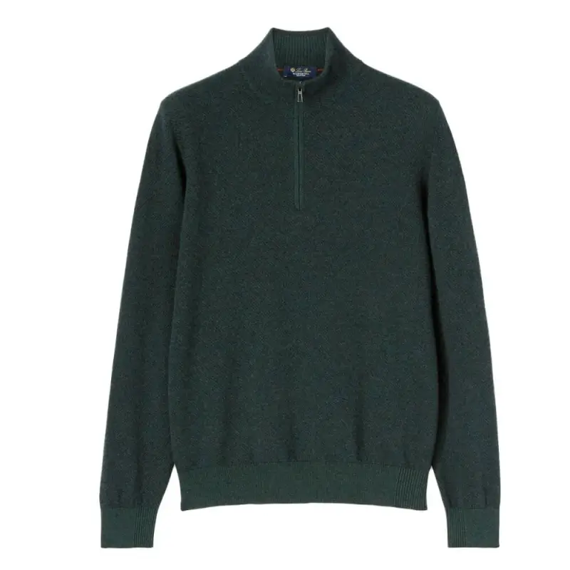 Loro Piana Knitwear Men's Peacock Green Stand Collar Moderate Other