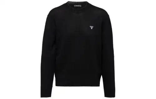 PRADA Sweaters Men's Black Crew Neck Moderate Other