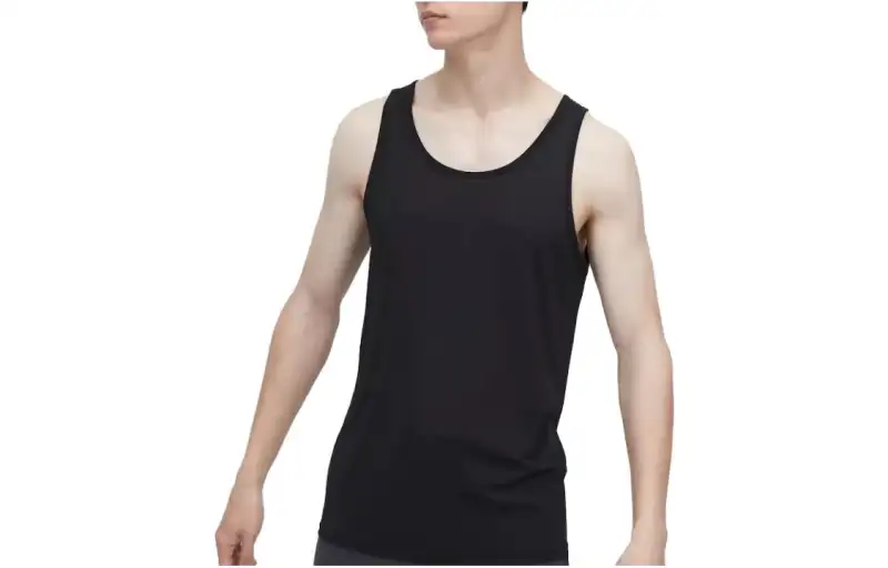 UNIQLO Tank Tops Men's Black Crew Neck Moderate Straight Fit