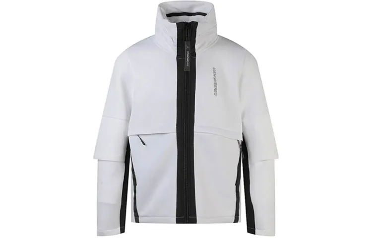 Jordan Jackets Men's White Stand Collar Moderate Straight Fit