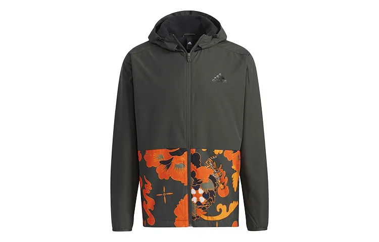 Adidas Jackets Men's Dark Green Multicolor Hooded Thickened Other