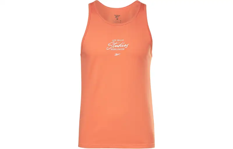 Reebok Tank Tops Men's Orange Crew Neck Moderate Straight Fit