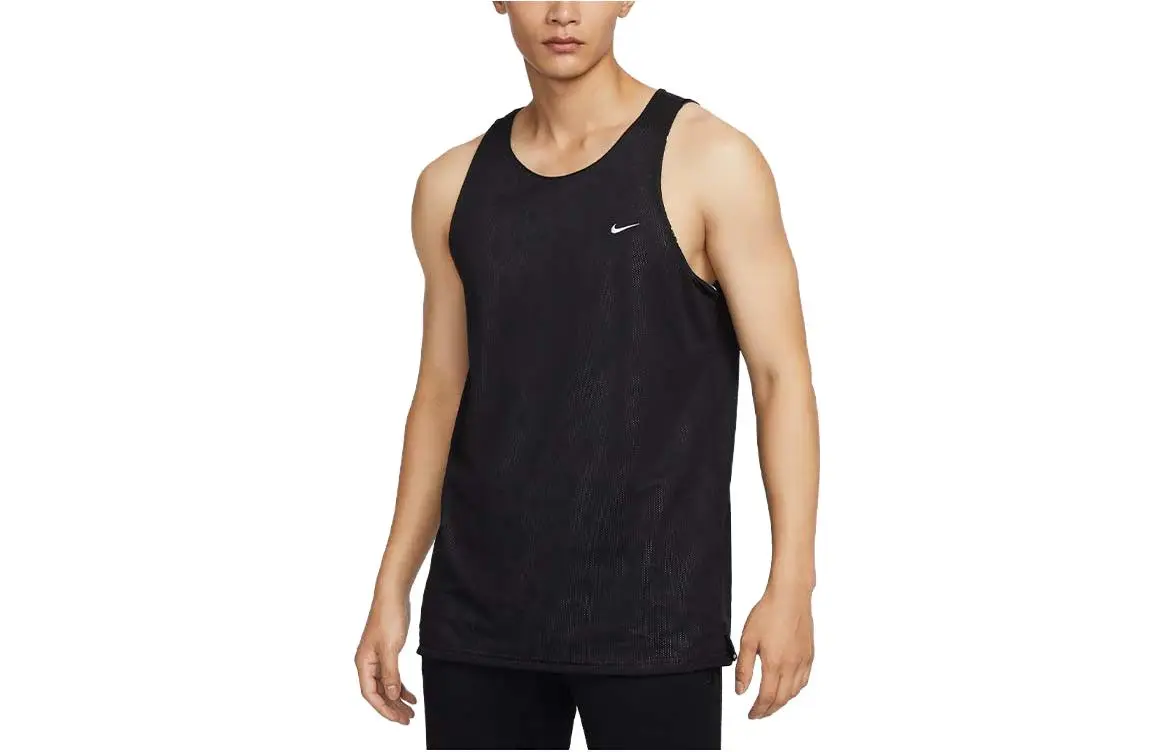 Nike Tank Tops Men's Black Crew Neck Moderate Straight Fit