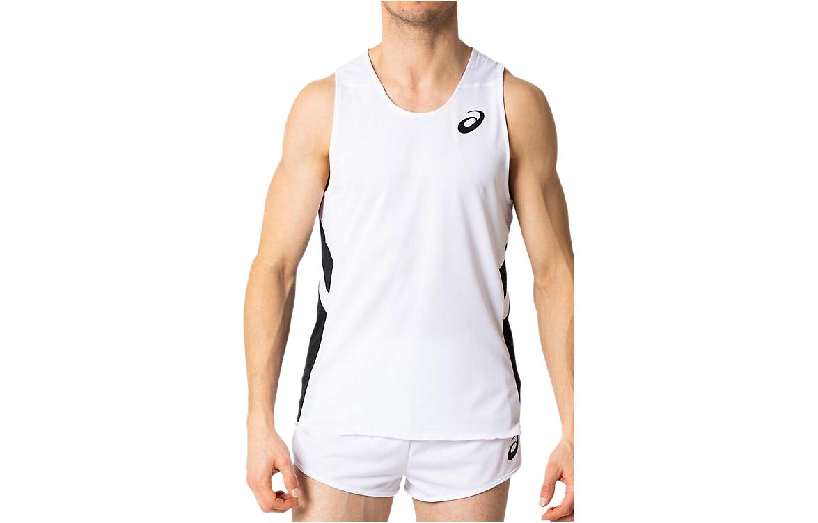 ASICS Running Tank Tops Men’s White Crew Neck Moderate Straight Fit