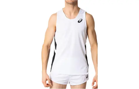 ASICS Running Tank Tops Men's White Crew Neck Moderate Straight Fit