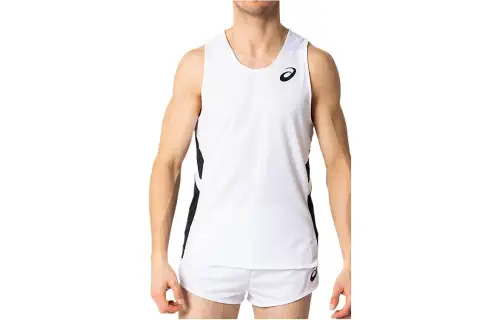 ASICS Running Tank Tops Men's White Crew Neck Moderate Straight Fit