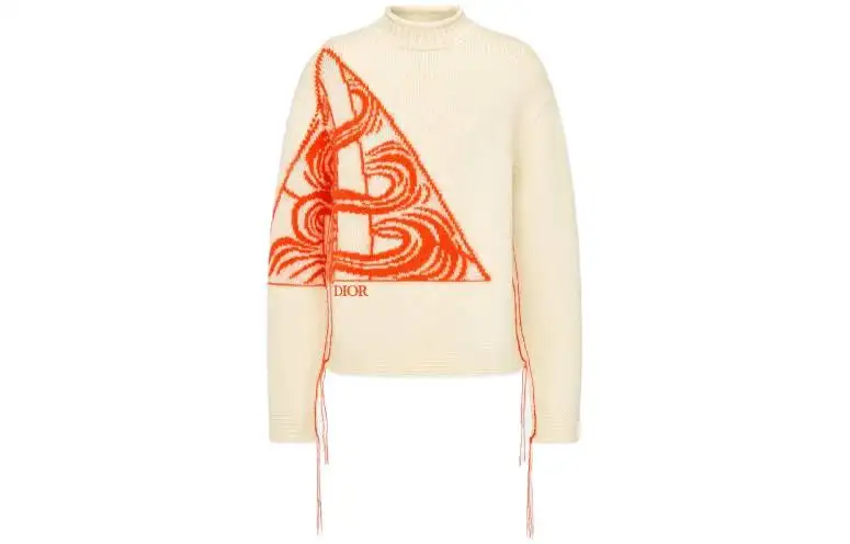DIOR Sweaters Men's White Crew Neck Moderate Other