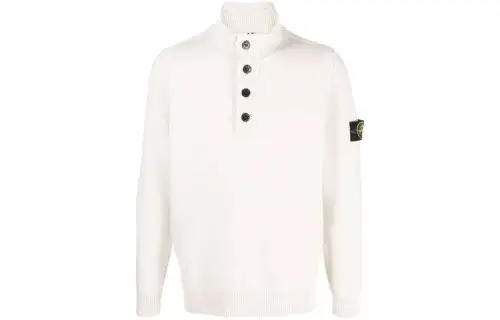 Stone Island button collar long-sleeves sweater