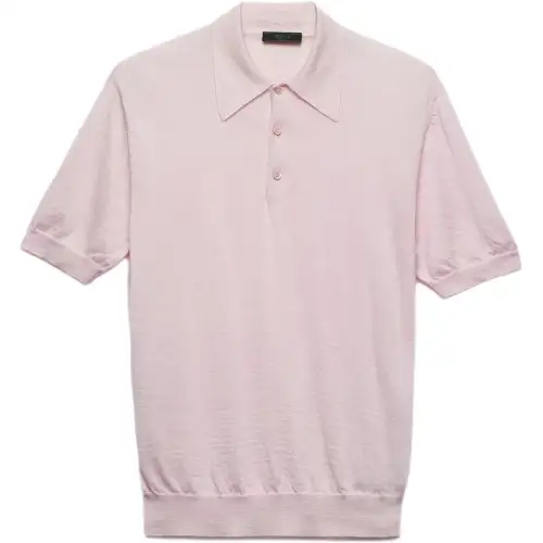 PRADA SS24 Polo Shirt Men's Snow Pink