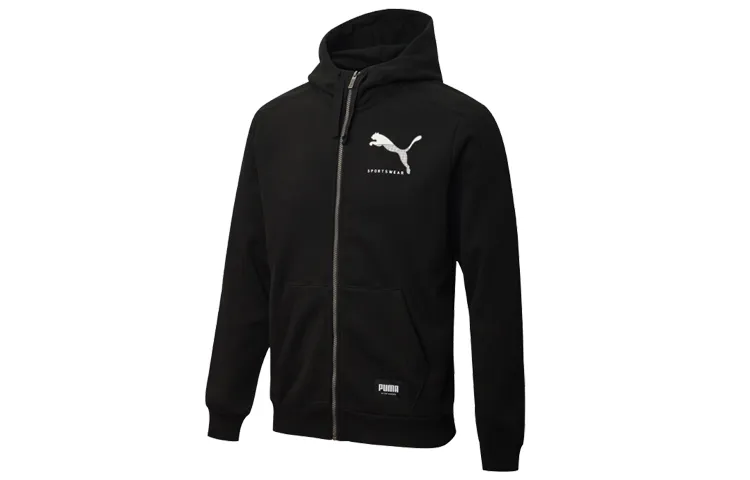 PUMA Jackets Men's Black Hooded (Non-detachable) Moderate Straight Fit