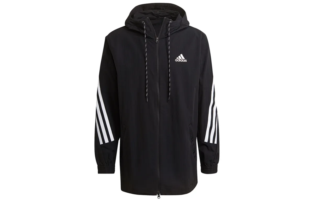 Adidas Jackets Men's Black Hooded (Non-detachable) Moderate Straight Fit