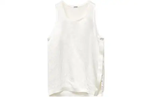 LOEWE Tank Tops Men's White Crew Neck Moderate Straight Fit