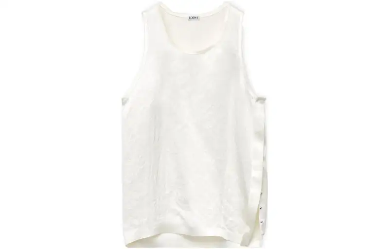 LOEWE Tank Tops Men's White Crew Neck Moderate Straight Fit