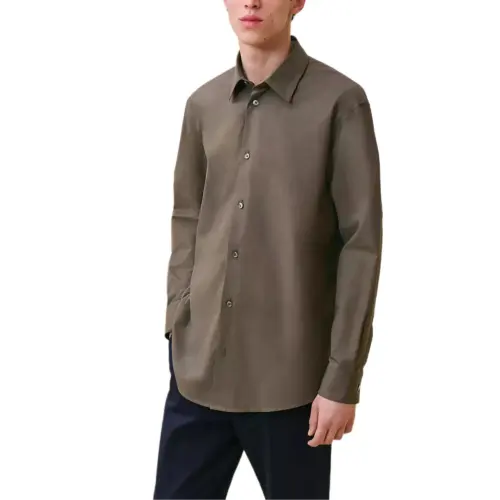 HERMES Shirts Men's Green Pointed Collar Moderate Other