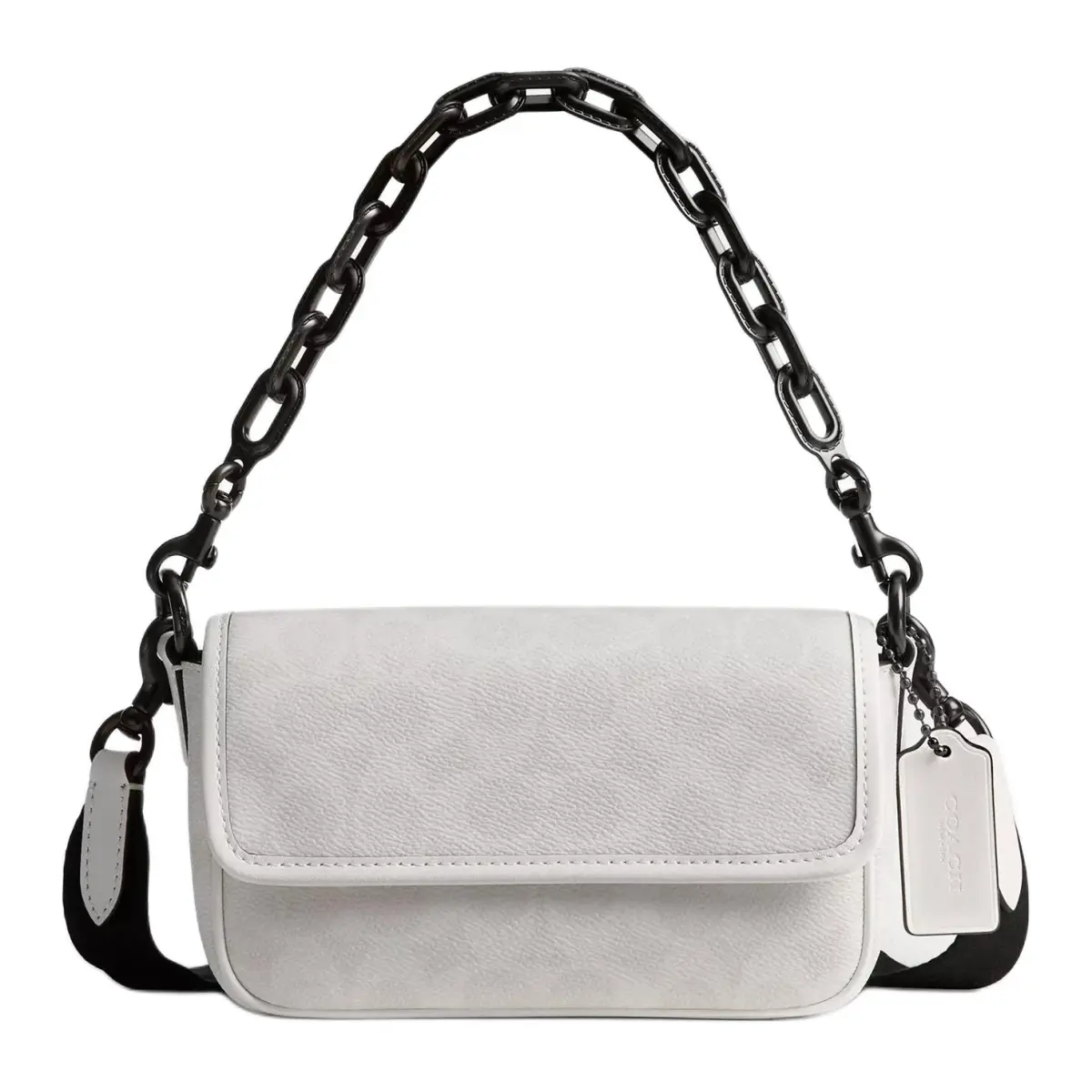 COACH Charter Coated Canvas With Calfskin Shoulder Bag, Crossbody Bag Small Men's White & Black