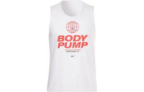 Reebok Tank Tops Men's White Crew Neck Moderate Straight Fit