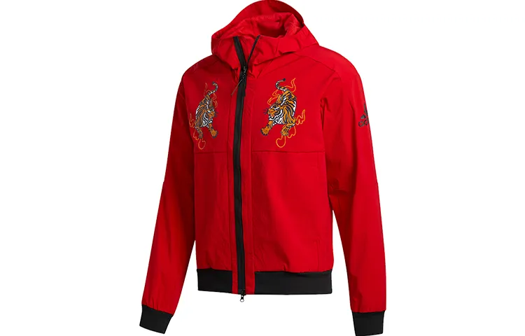 Adidas Jackets Men's Red Hooded Moderate Other