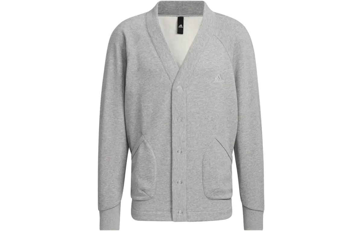 Adidas Knitwear Men's Medium Heather Gray V-neck Moderate