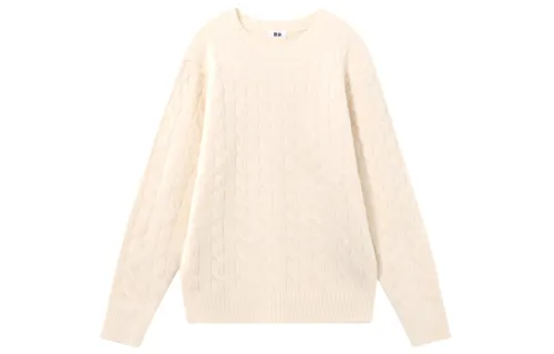 UNIQLO Knitwear Men's 01 Ivory Crew Neck Moderate Other