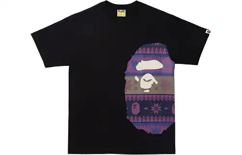 A BATHING APE Snow Pattern Side Big Ape Head Tee