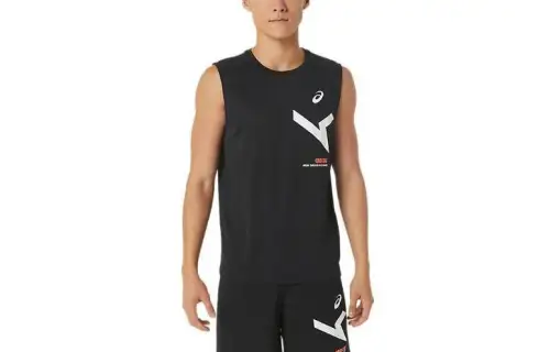ASICS AIM Dry Tank Tops Men's Black Crew Neck Moderate Straight Fit
