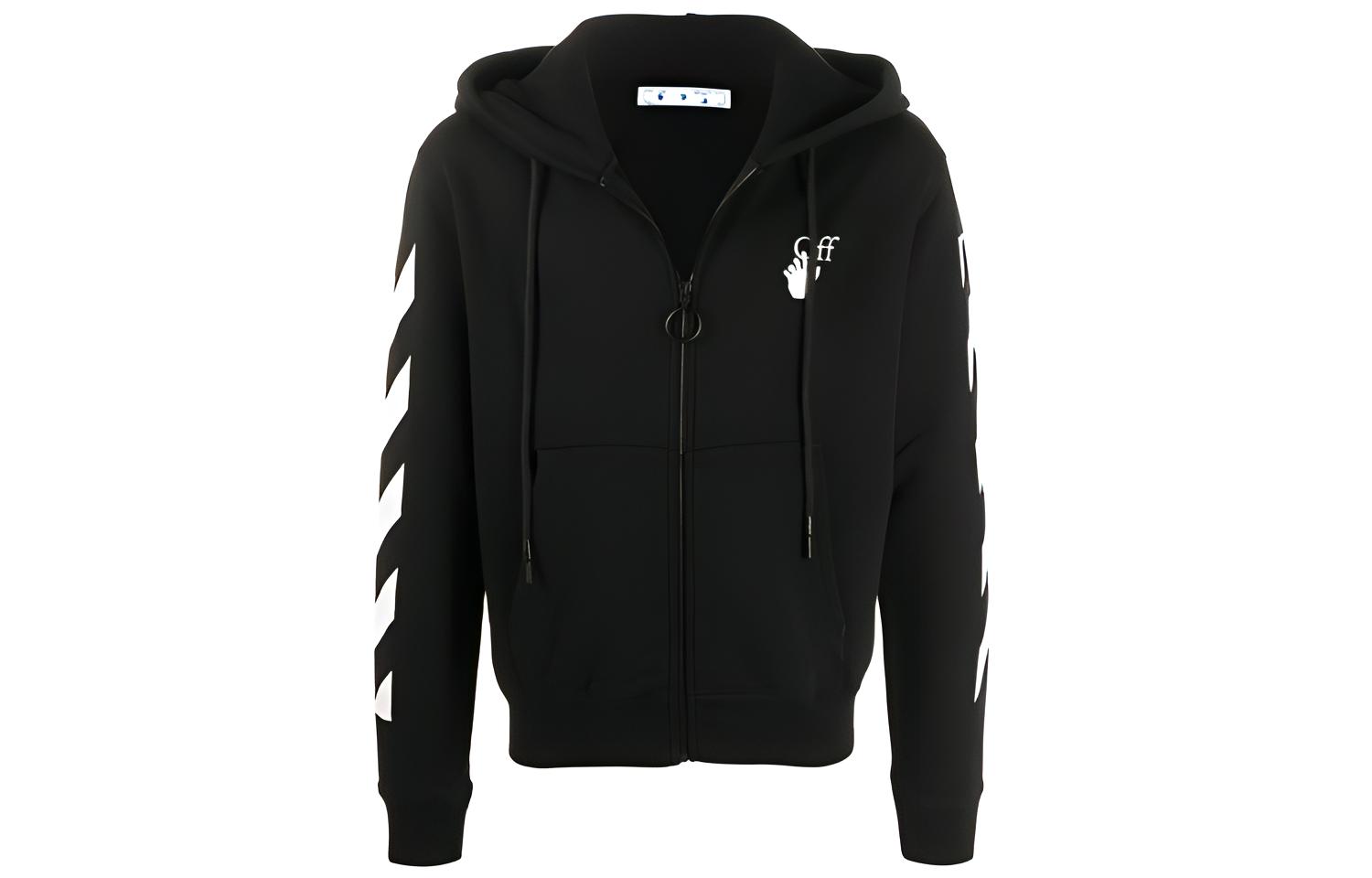 OFF WHITE Slim Fit Arrows Diag Zip Up Hoodie