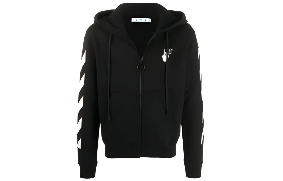 OFF WHITE Slim Fit Arrows Diag Zip Up Hoodie