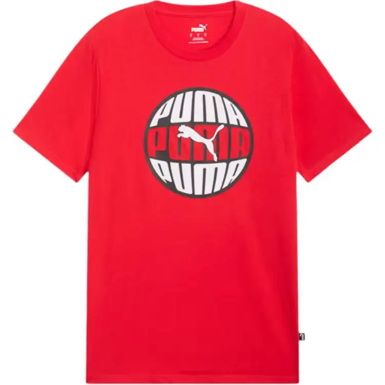 PUMA T Shirts Men's Red Crew Neck Moderate