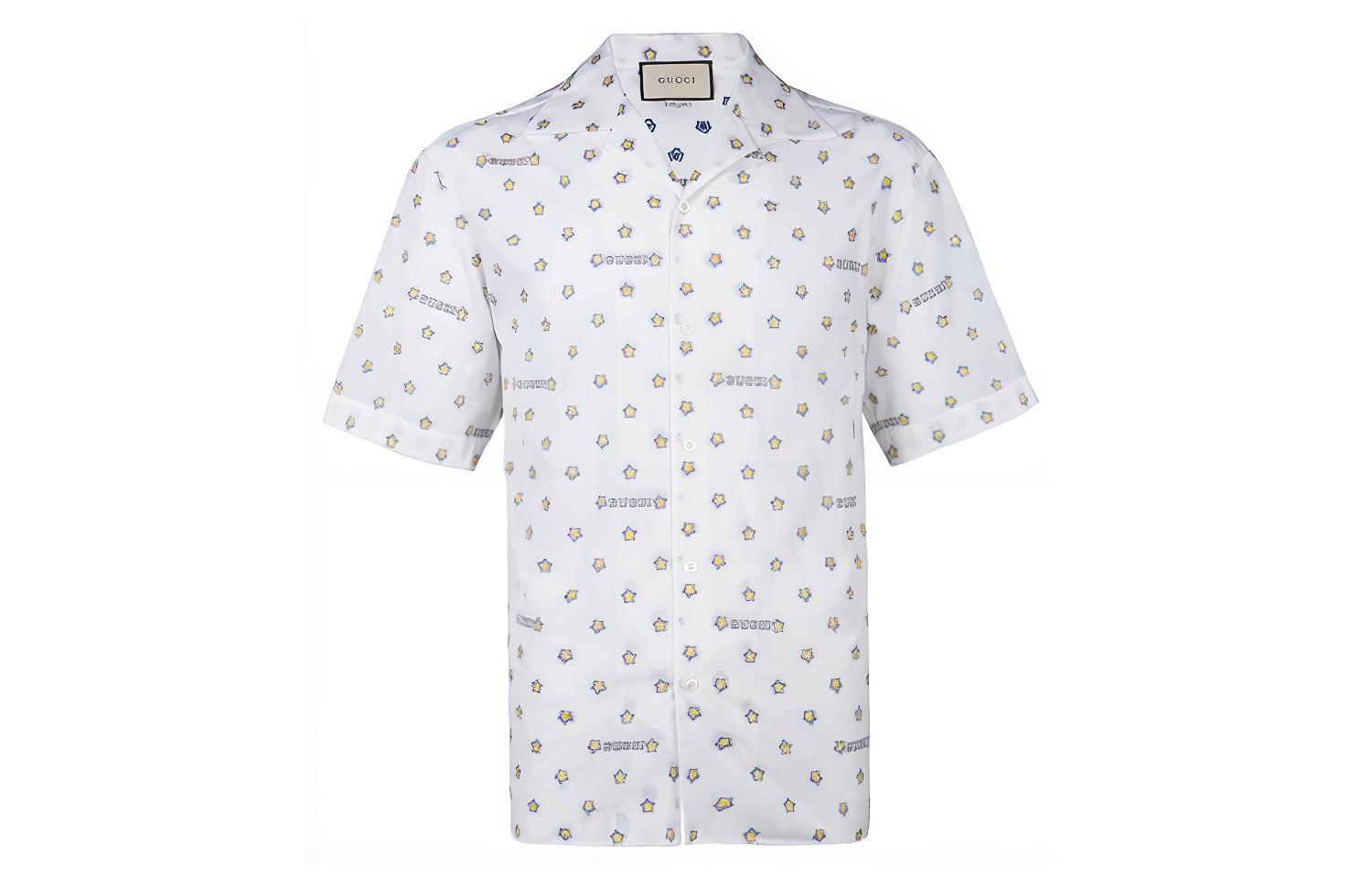 Мужская рубашка Gucci Star Print (белая)