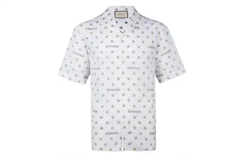 GUCCI Shirts Men's White Lapel Moderate Shirt