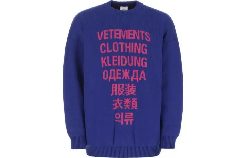 Vetements Sweaters Men's Royal Blue Crew Neck Moderate Other