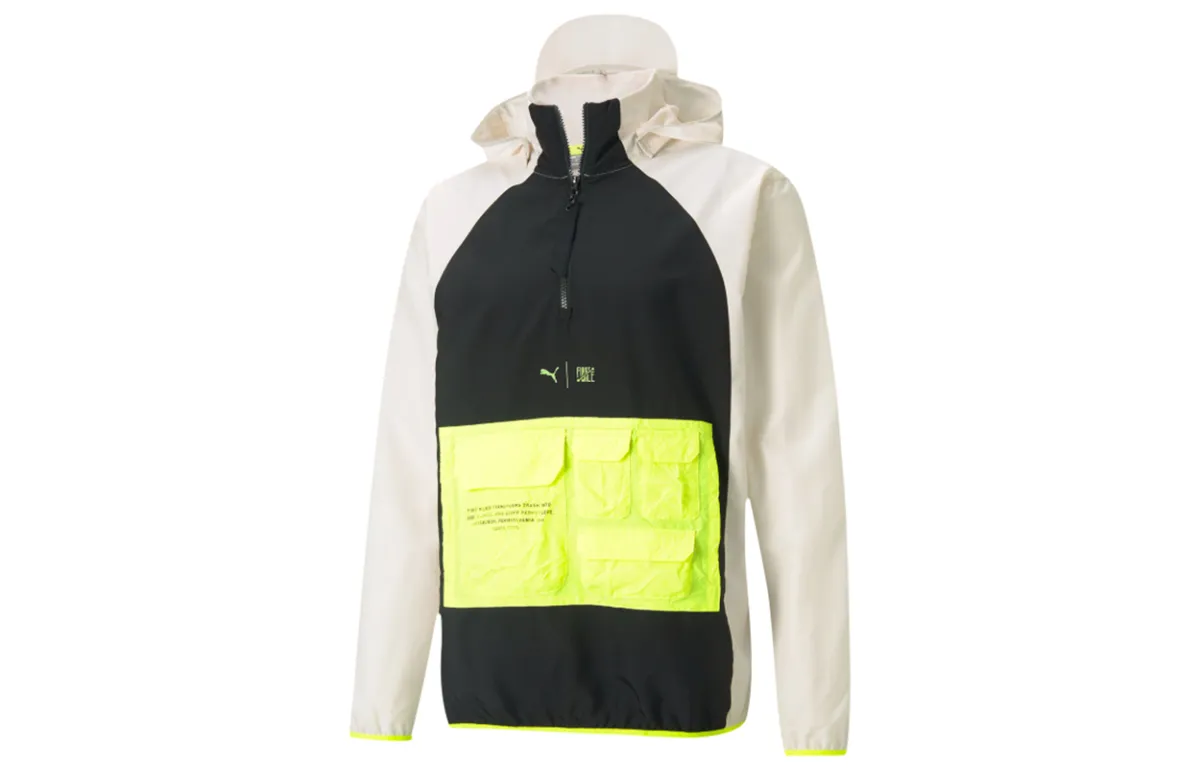 PUMA Train First Mile Jackets Men's Ecru Hooded Moderate Workwear